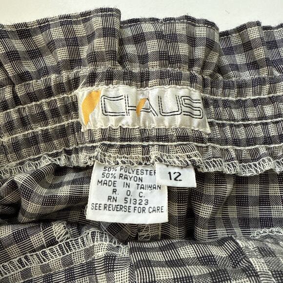 Vintage NWT Chaus Pleated High Waist Tapered Pants Gray Gingham 80s Size 12 - Picture 7 of 16